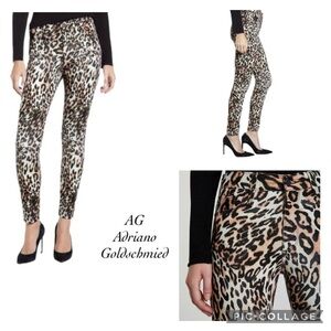 AG Adriano Goldschmed The Farrah Leopard Hi-Rise Skinny Ankle Jeans Size 30